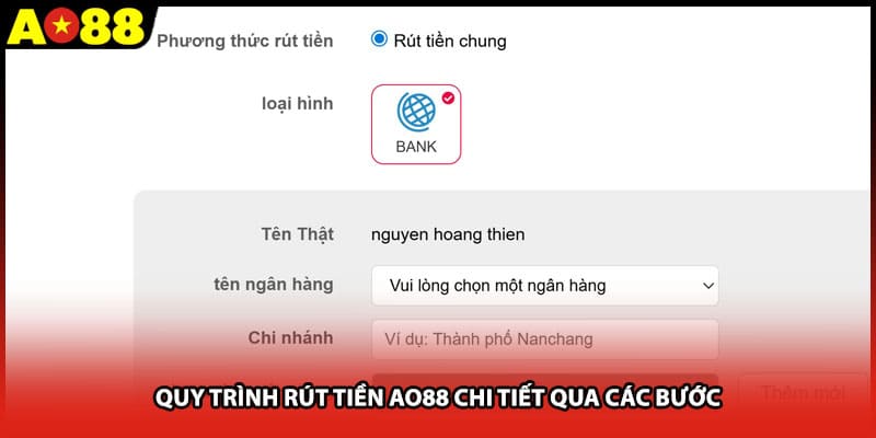 Quy trình rút tiền AO88 chi tiết qua các bước